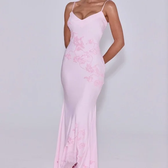 House of CB Soft Pink Spaghetti-Strap Maxi Gown - Picture 6 of 7